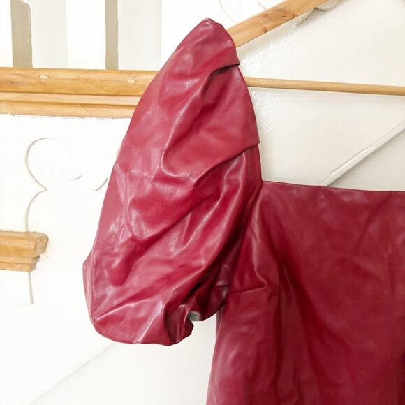 Mare Mare x Anthropologie Greer Faux Leather Mini Dress Cherry Red Size S Small - Picture 2 of 8